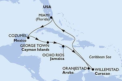 Ochutnávka Karibiku přes Mexico k břehům Aruby na MSC Divina, plavba s českým průvodcem