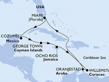 USA, Mexiko, Kajmanské ostrovy, Jamajka, Curacao, Aruba z Miami na lodi MSC Divina