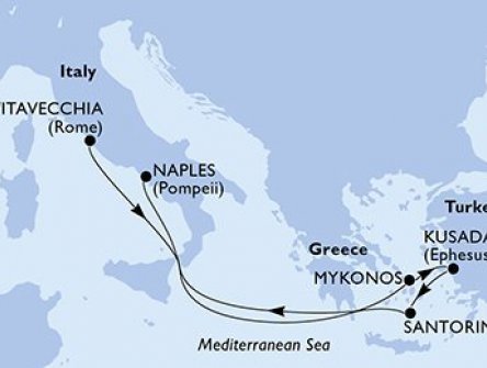 Itálie, Řecko, Turecko z Civitavecchia na lodi MSC Divina