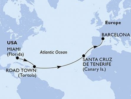 USA, Britské Panenské ostrovy, Španělsko z Miami na lodi MSC Divina, plavba s bonusem