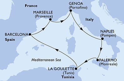 Novoroční dobrodružství z Neapole na MSC Euribia, plavba s českým průvodcem, plavba s dopravou