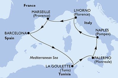 Středomořská chuť léta na MSC Meraviglia, plavba s českým průvodcem, plavba s dopravou