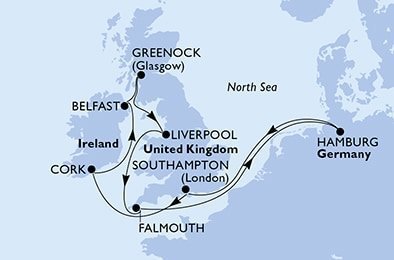 Plavba Velkou Británií na MSC Preziosa, plavba s českým průvodcem
