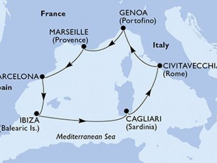 Itálie, Francie, Španělsko z Civitavecchia na lodi MSC Orchestra, plavba s bonusem