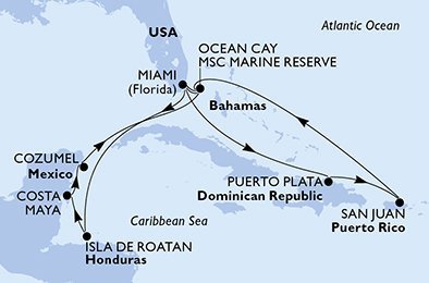 Křížem krážem Karibikem na MSC World America, plavba s českým průvodcem